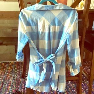 J Crew blue and white blouse